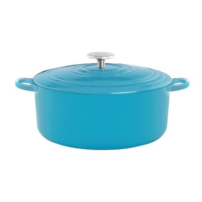 Chantal Sea Blue Enameled Cast Iron 7 Quart Round Casserole Dish