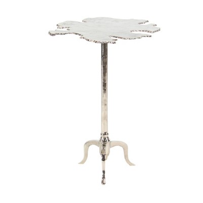 Contemporary Aluminum Pedastal Accent Table Silver - Olivia & May