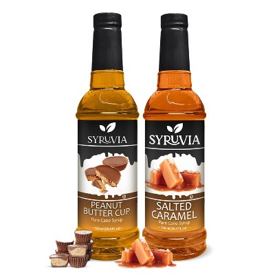 Syruvia Coffee Flavors Variety Pack: Peanut Butter Cup & Salted Caramel 25.4 fl oz Syrup