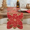 Saro Lifestyle Embroidered Poinsettia Table Runner, 16"x72", Red/Green - 3 of 3
