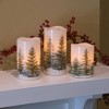 Lumabase 3ct Battery Operated LED Wax Candles Green Pines - 4 of 4