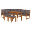 vidaXL Acacia Wood Patio Dining Set - 7 Piece Outdoor Furniture Set with Cushions, Modular Design, Rustic Charm, Durable and Sturdy, Brown Dark Gray - 3 of 4