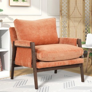 Coolbibila-Modern Velvet Accent Chair,Leisure Chair,Upholstered Dining Armchair,Thick Seat Cushion Home Office Chair,Wooden Living Room Chair - 1 of 4