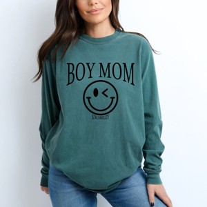 Simply Sage Market S.W.Smiley Boy Mom Outline Garment Dyed Long Sleeve - 1 of 4