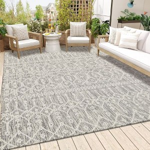 Indoor Outdoor Area Rug Moroccan Geometric Farmhouse Rug Low Pile Stain-Resistant Easy Care Carpet for Living Room Bedroom Backyard Patio - 1 of 4