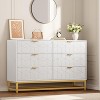 Dresser for Bedroom, 6 Drawer Wood Dresser with Gold Handles, Modern Storage Dressers & Chests of Drawers for Hallway, Entryway, White - 3 of 4