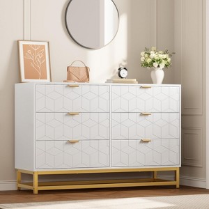 2/3/4/5/6/7 Drawer Dresser with Metal Legs, Wood Dressers Chest Organizer with Wide Storage, Modern Chest of Drawers for Bedroom, Living Room,Hallway - 1 of 4