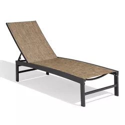 Outdoor Five Position Adjustable Aluminum Chaise Lounge Gray/Brown - Crestlive Products