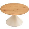 NicBex Modern Round Coffee Table Set of 2 with Wooden Top and Steel Base for Living Room and Bedroom - 3 of 4
