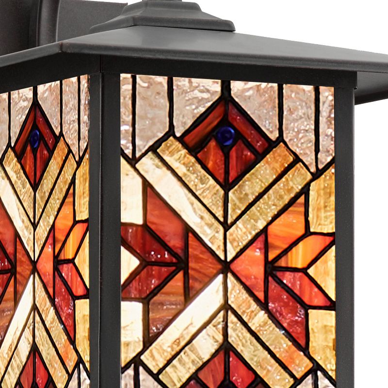 11.75&#34; Stained Glass 1-Light Tiffany Style Bronze Outdoor Lantern Wall Sconce - River of Goods, 5 of 8