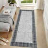 Modern Bordered Plaid Runner Rug 2x6 Ft Soft Thin Washable Hallway Runner with Non-Slip TPR Rubber Backing, Foldable Low Pile Non Shedding Rug - 2 of 4