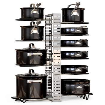 Kitchen Cabinet Pot, Pan and Lid Organizer and Holder- Iron Storage Pantry Rack Shelf for Pots and Pans, Houseware, Bakeware and More by Lavish Home