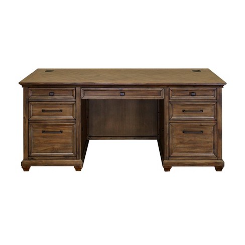 Payton Mid-century Half Pedestal Executive Desk Office Desk Black - Martin  Furniture : Target