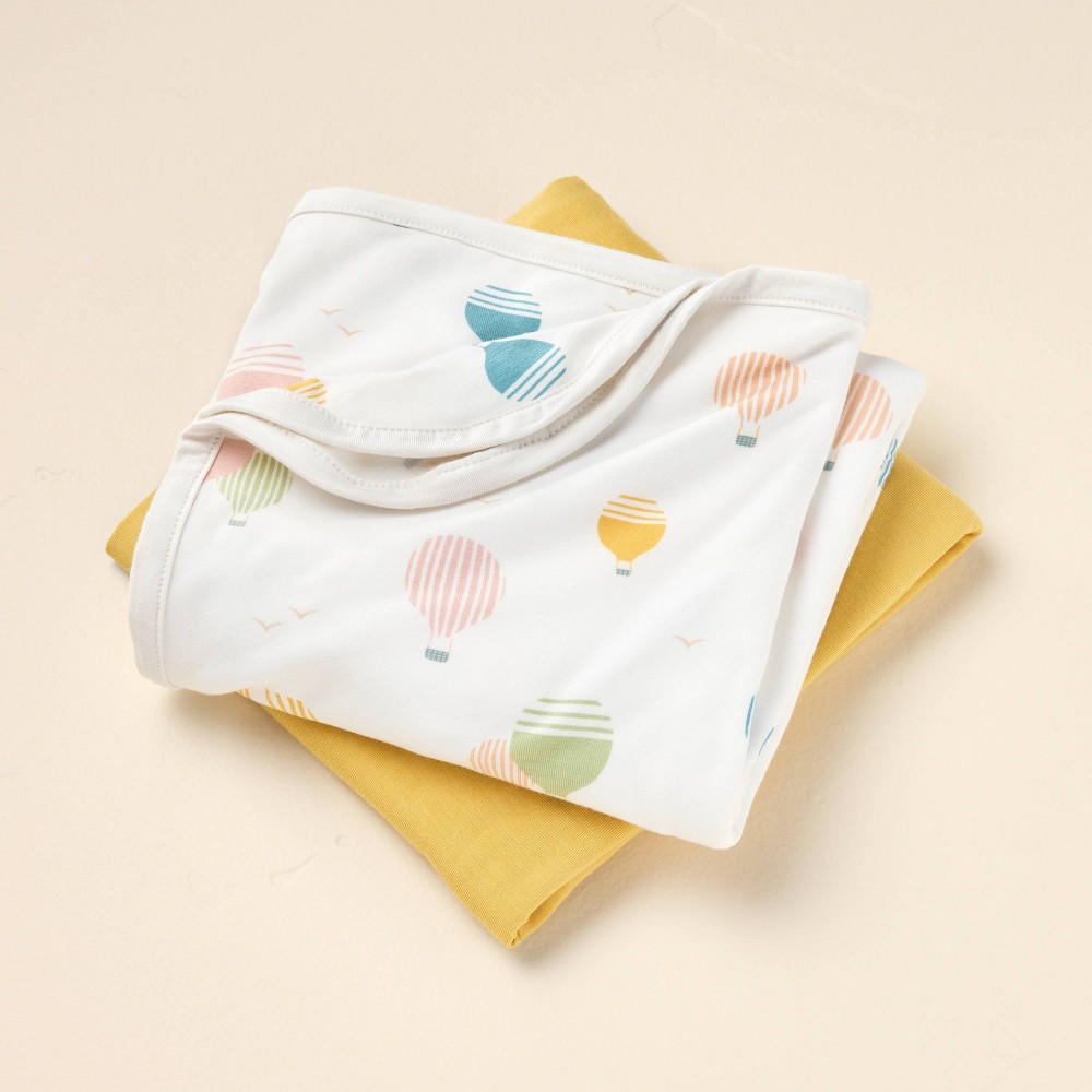 Hot Air Balloon & Mustard Yellow Baby Swaddle Blankets 2pk - Hearth & Hand™ with Magnolia