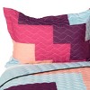 Slickblue Full/Queen 3PC Vermicelli-Quilted Quilt Set, Patchwork in Orange or Pink, Reversible, with Shams - 3 of 4