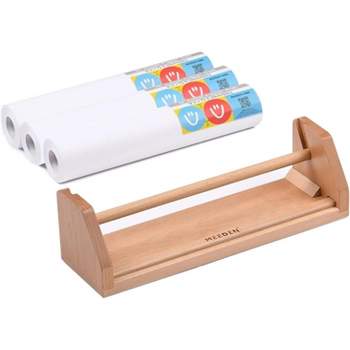 MEEDEN Kids Tabletop Paper Roll Dispenser, Solid Beech Wood with 3 Paper Rolls (12" x 75ft), Portable Art Painting Easel for Kids to Entertain