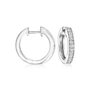 Pure Collection by Ross-Simons 0.25 ct. t.w. Diamond Hoop Earrings With Beaded Edge in Sterling Silver - 1 of 4