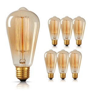 DORESshop 60-Watt Equivalent Vintage ST64 Dimmable E26 Base Incandescent Edison Light Bulb 2700K (6-Pack) - 1 of 4