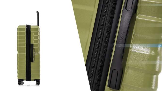 InUSA Aurum Lightweight Hardside Large Checked Spinner Suitcase - Green, 2 of 19, play video