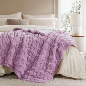 YOOCOZZ 50x60" Ruched Fur Throw Blanket - 1 of 4