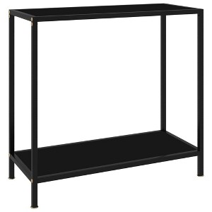 vidaXL Console Table Black Tempered Glass & Powder-Coated Steel Medium - 1 of 2