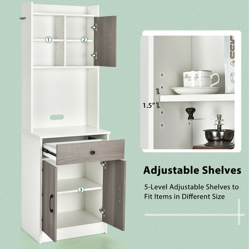 Tangkula 3-Door 71" Kitchen Buffet Pantry Storage Cabinet w/Hutch Adjustable Shelf, 3 of 11