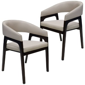 Leisuremod Cali U-Shaped Dining Arm Chair with Leather Upholstery, Open Back Design for Modern Kitchen and Home, Set of 2 - 1 of 4