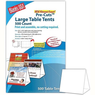 Blanks/USA 5 1/2 x 3 1/8 x 5 3/8 80 lbs. Digital Table Tent White 500/Pack TTQ05FLWH