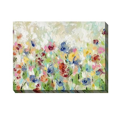 Cottage Garden West of The Wind Spring Fling Colorful 40 x 30 Inch Waterproof Gallery Wrapped Canvas, Outdoor Garden, Yard, Patio All Weather Hanging