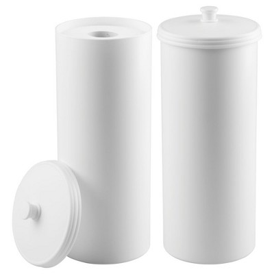 iDesign Freestanding Toilet Paper Canister with Lid - Set of 2 - White