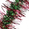 Northlight 50' x 3" Unlit Shiny Red/Green Spiral Center Tinsel Christmas Garland - 2 of 3