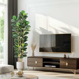 Artificial Fiddle Leaf Fig Tree - 6FT /7ft Fake Fig Tree Realistic Artificial Floor Plant in Modern White Pot - 1 of 4