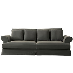 Lesly Lazy Style 102 in. Wide Square Arm Cotton and Linen Fabric Removable Covers Rectangle 2-Seater Sofa - 1 of 4