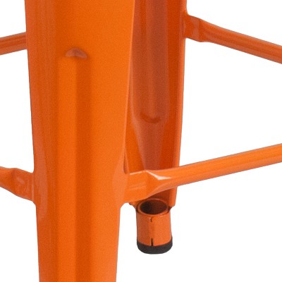 24'' Orange Metal Backless Counter Height Stool