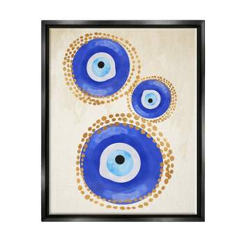 Stupell Industries Round Blue Evil Eye Pattern Lustrous Dotted Detail Floater Canvas Wall Art