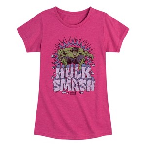 Girls' - Marvel - Hulk Smash Fitted Short Sleeve Graphic T-Shirt - 1 of 4