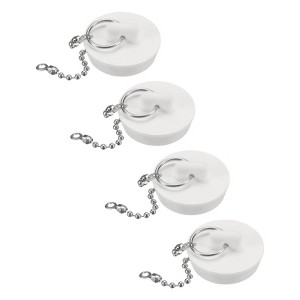 Unique Bargains Rubber Stainless Steel Beaded Chain with Pull Ring Bathtub Drain Stopper 4 Pcs - 1 of 4