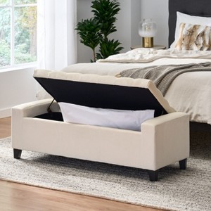 CAVINAS Rectangular Pull-Open Top Ottoman Bench with Storage,Button Tufted Wooden Ottoman for Living Room,Bedroom - 1 of 4