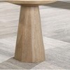 Unique Cone Base Pedestal Round End Table Contemporary Style Rubberwood Structure Oak Finish - 4 of 4