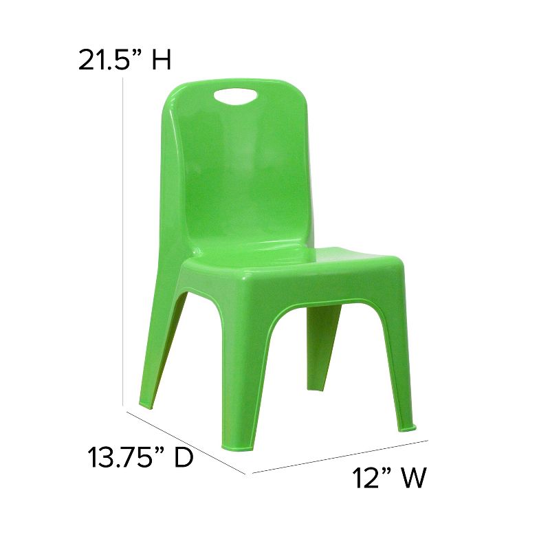 Flash Furniture 2 Pack Green Plastic Stackable School Chair with Carrying Handle and 11" Seat Height, 4 of 11