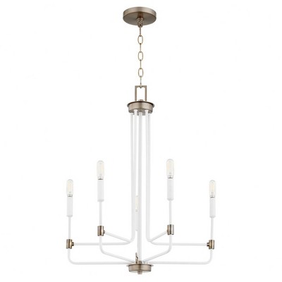 Quorum Lighting Davies 5 - Light Chandelier in  Studio White/Dark Brass