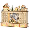 HOMCOM Christmas Advent Calendar, Light Up Table Xmas Wooden Store Holiday Decoration with Countdown Drawer, Village, for Kids and Adults, Natural - 4 of 4