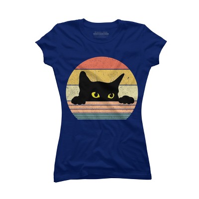 Junior's Design By Humans Cat Tee Retro Style By MeowShop T-Shirt