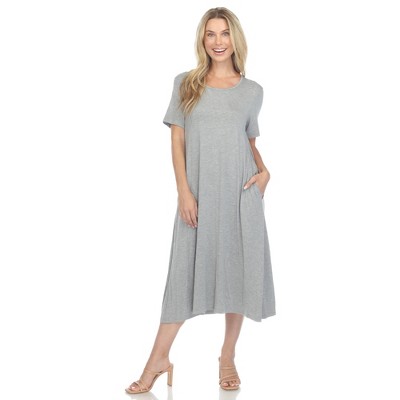 White Mark Women's Short Sleeve Midi Dress