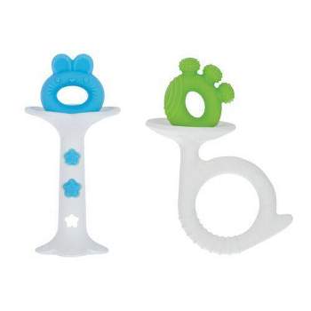 Nuby Silicone Teether - Neutral Red and Blue - 2pk