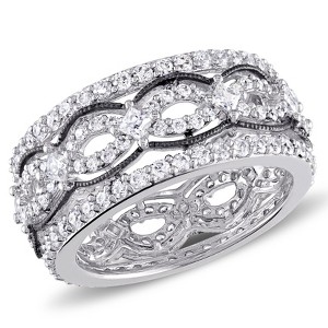 EVERLY JEWELRY | Sterling Silver 3 2/5 CT TGW White Cubic Zirconia Fashion Ring Black Rhodium Plated - 1 of 4