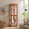 SpassWay 70"H Living Room Corner Display Cabinet with Glass Shelves Lighting Cherry and Oak - 3 of 4