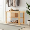 Vynxaria Natural 3-Tier Utility Storage Shelves Bench, Compact Organizer, 286lb Capacity - 2 of 4