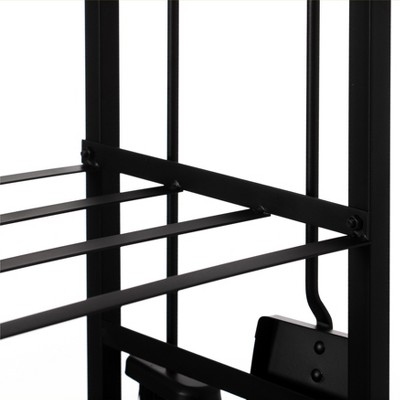 Black Iron Outdoor Firewood Log Cart with Tool Rack