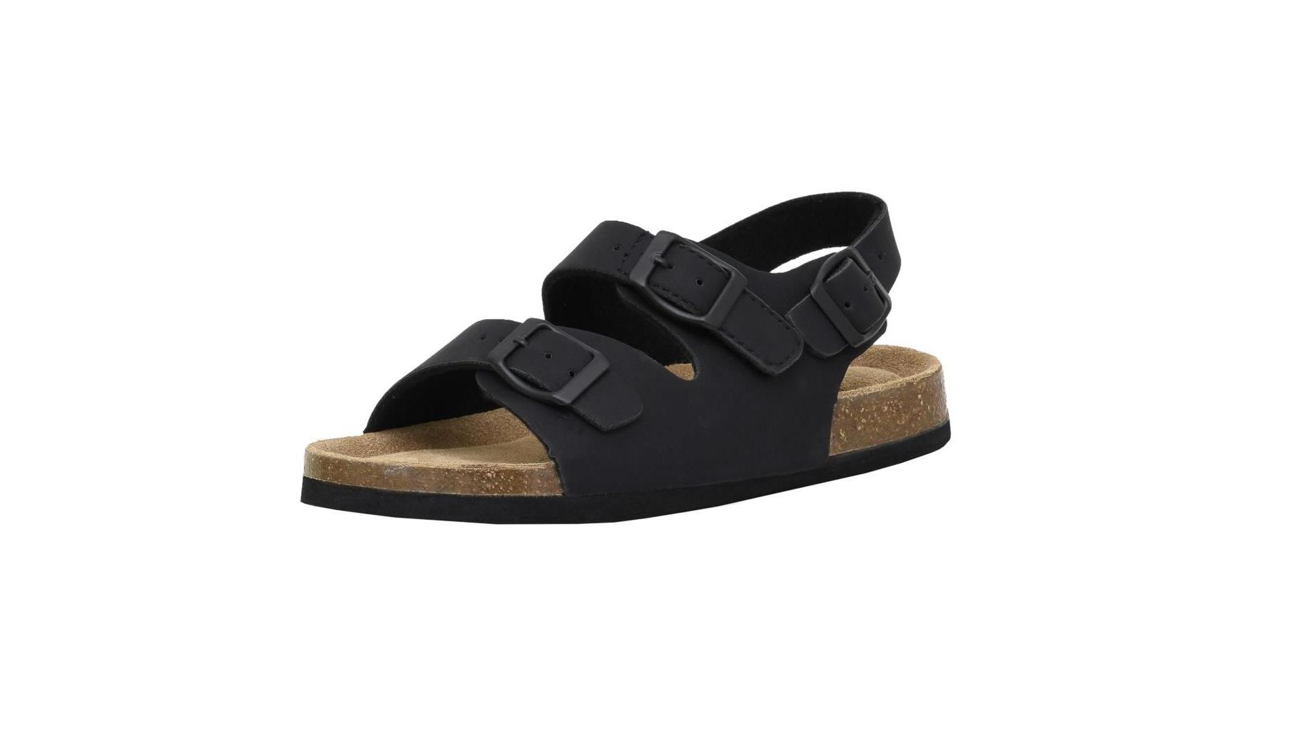 CUSHIONAIRE Liana JR Toddler Sandals with Adjustable Heel Strap – Cork Footbed Summer Sandals for Kids, Boys and Girls